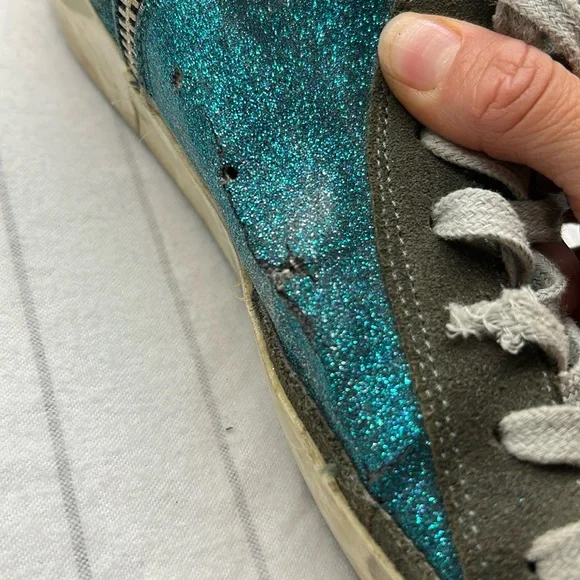 Golden Goose Women's Teal and Black Glitter Sneakers trainers Size 39 EU - Picture 12 of 12